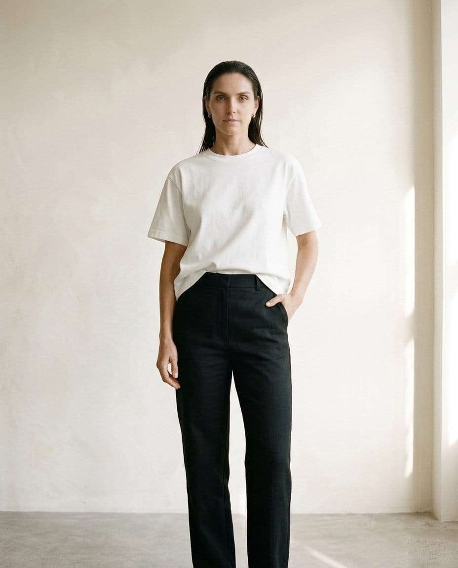 Remera boxy blanca de algodón peinado, vista frontal