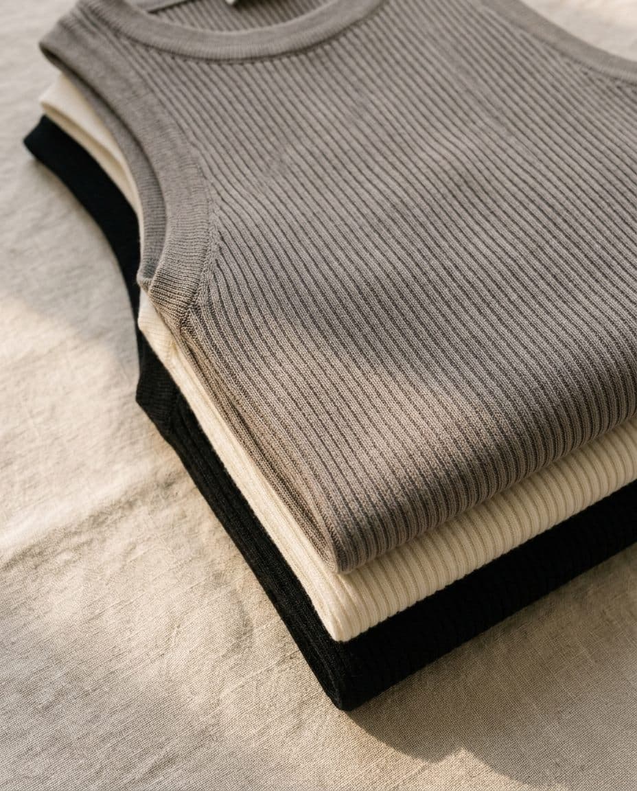 Detalle de textura morley y breteles del top rib